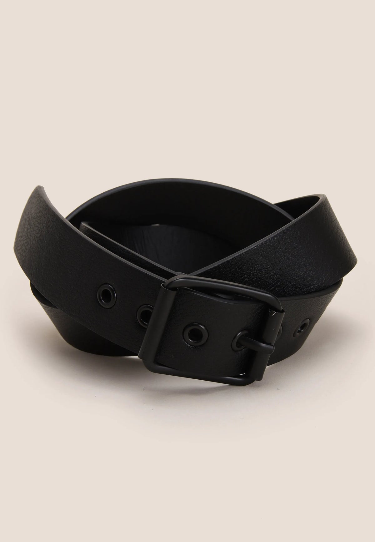 Mens Black Plain Large Buckle Belt