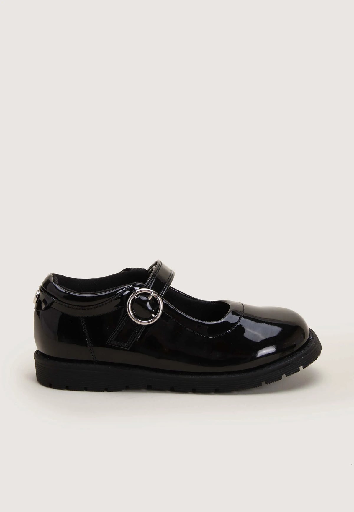 Younger Girls Black Patent Chunky Mary Jane Shoes