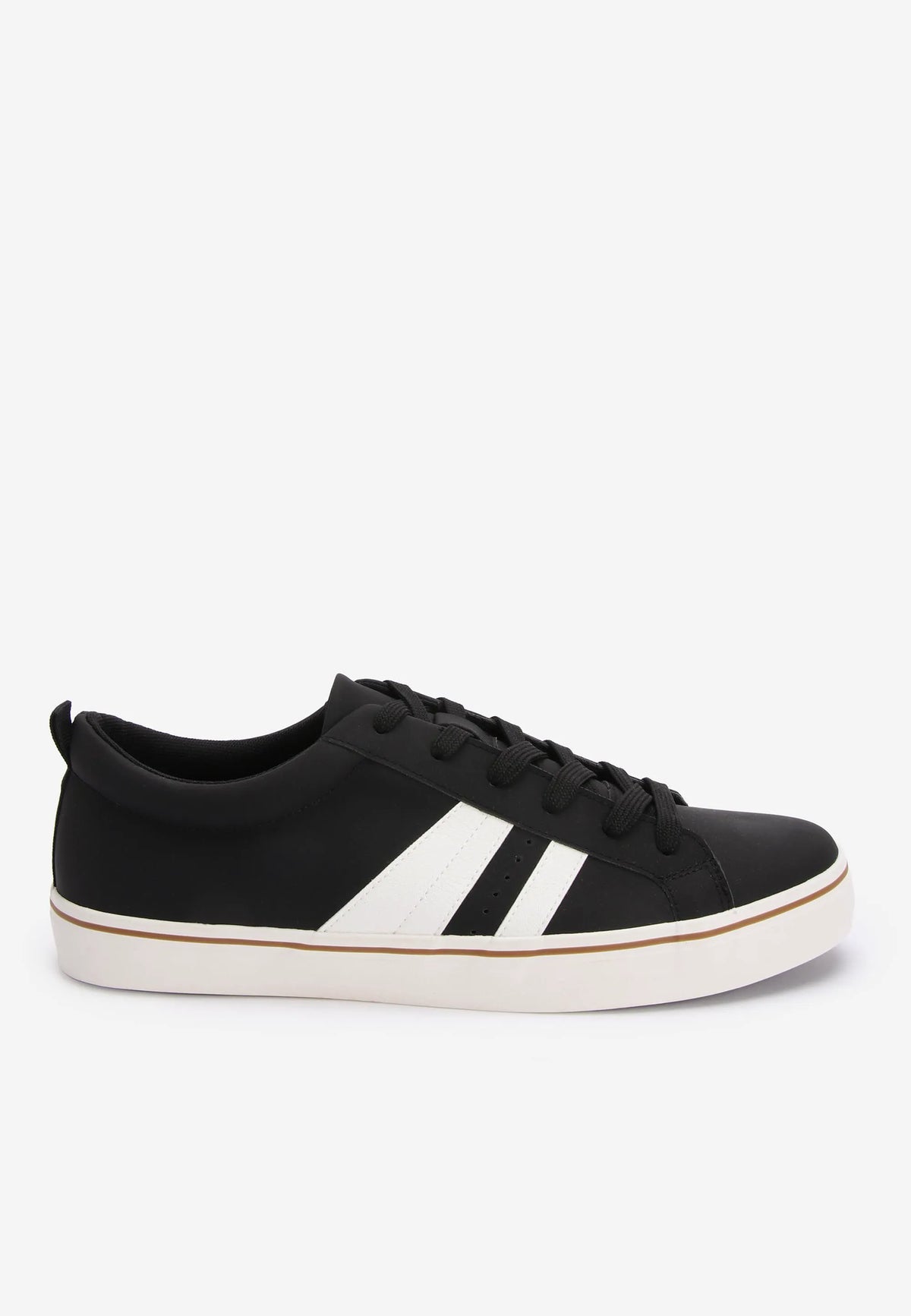 Mens Black Stripe Retro Trainers