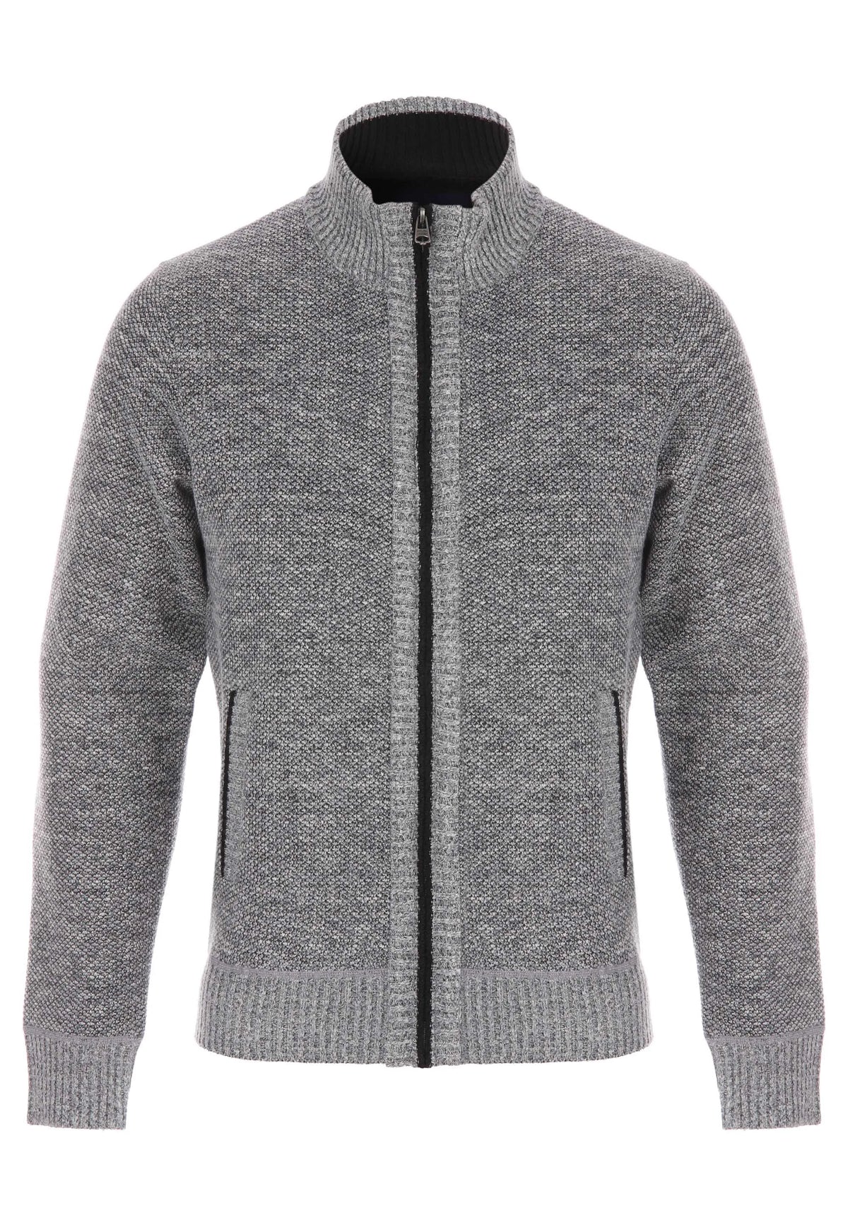 Mens Grey Sherpa Zip Through Cardigan
