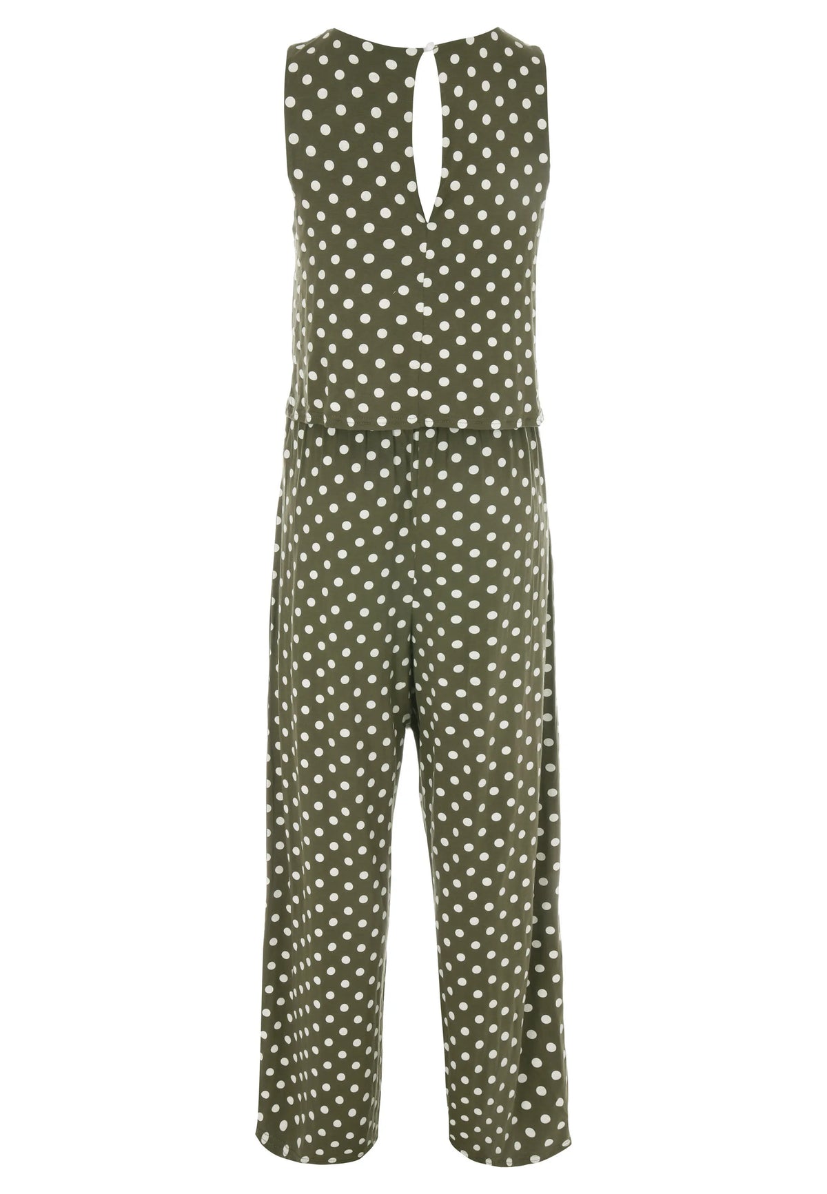 Womens Green Polka Dot Layered Jumpsuit