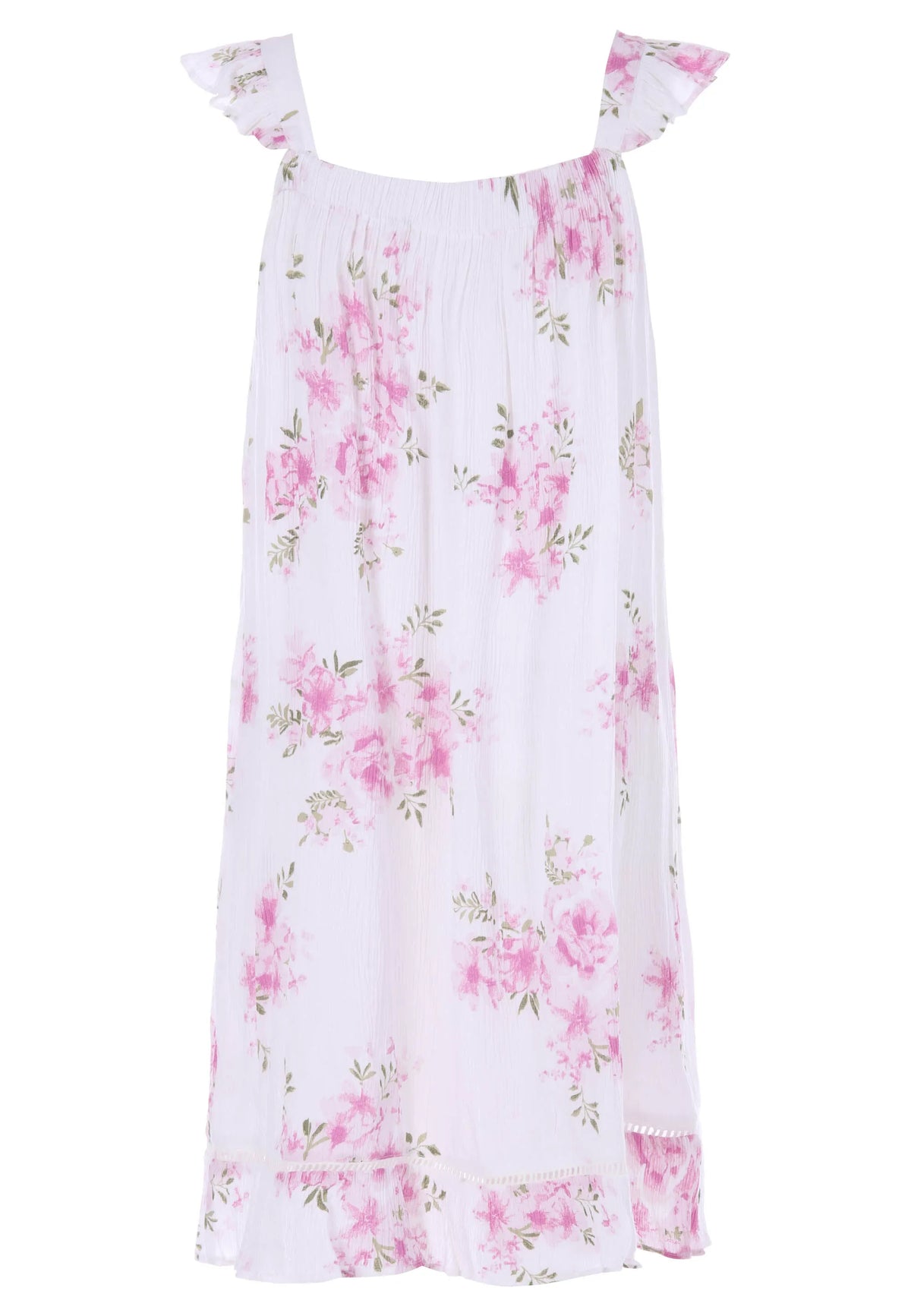 Womens Pink Floral Woven Chemise Nightdress