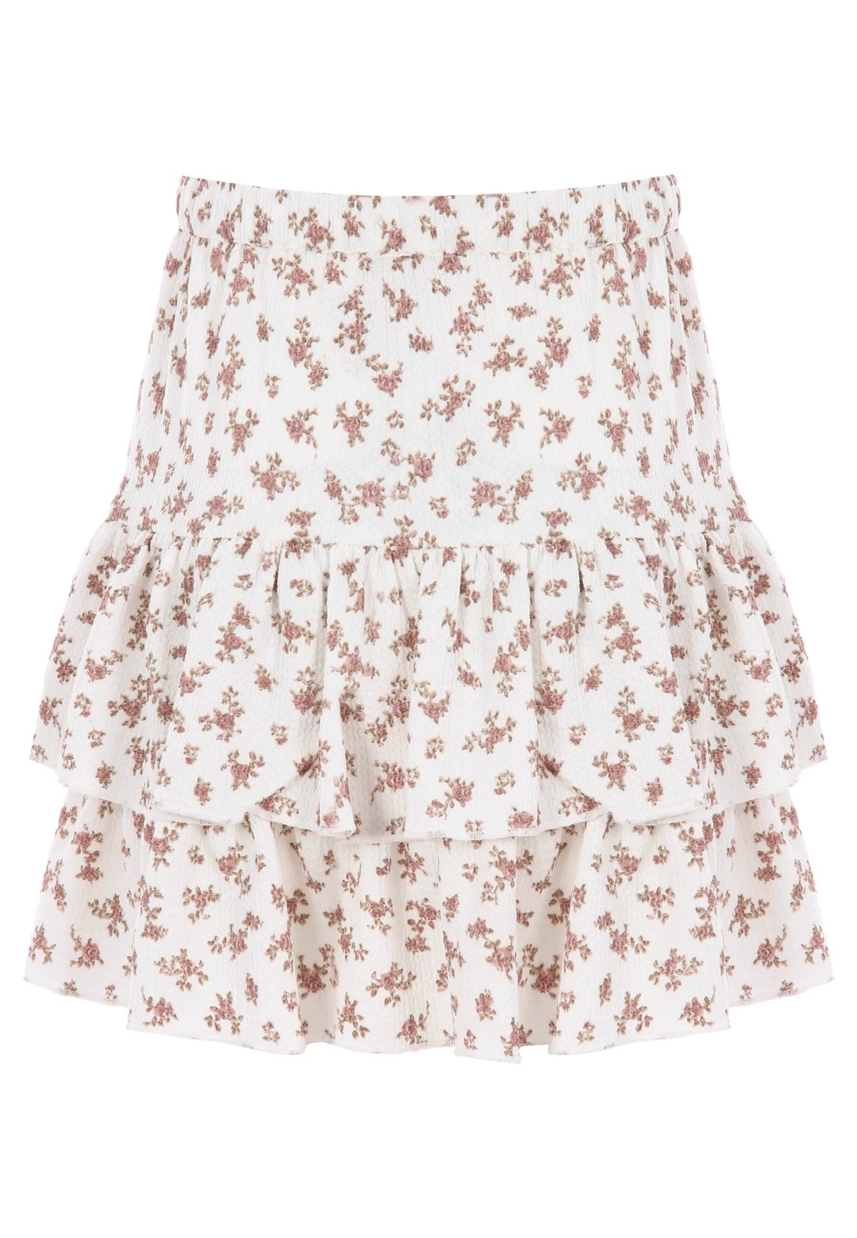 Older Girls White & Pink Floral Ra-Ra Skirt