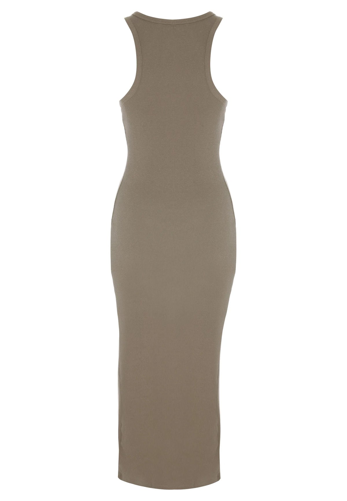 Womens Mink Ribbed Racer Back Midi Dress