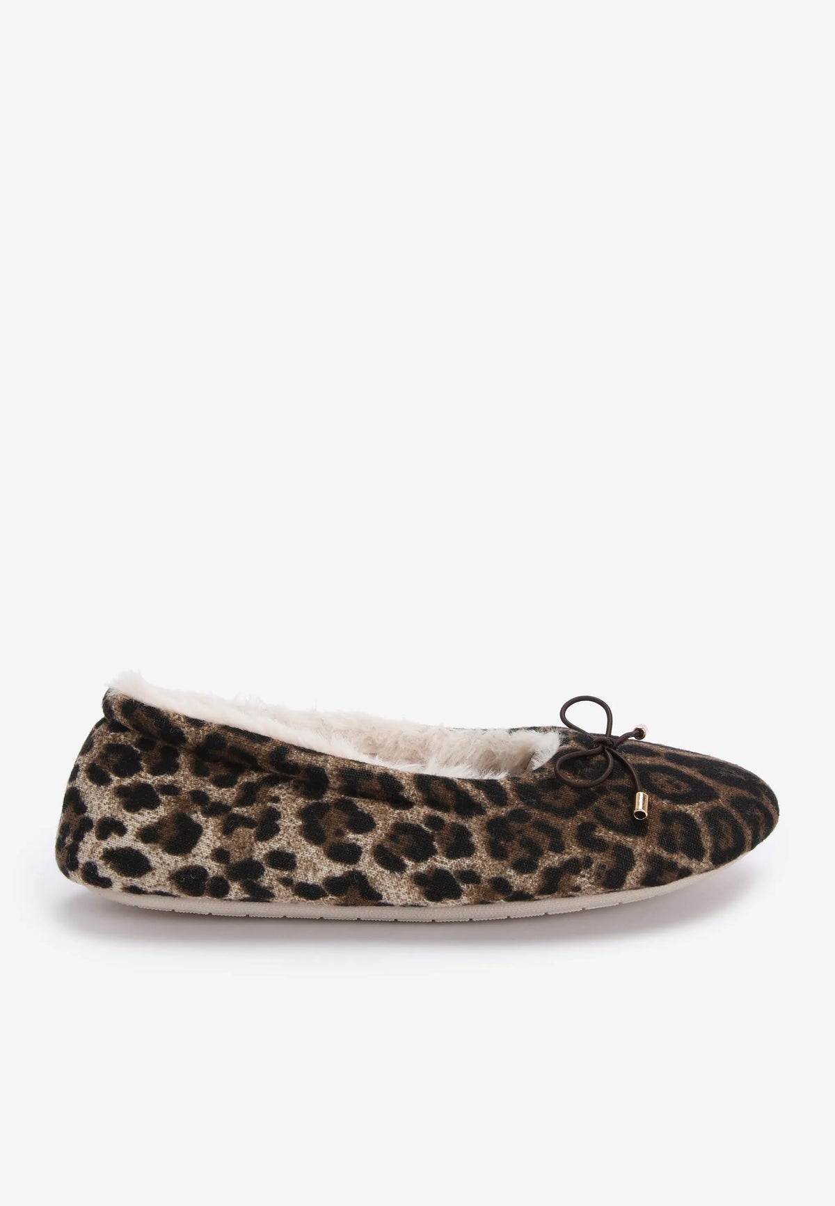 Womens Brown Leopard Print Ballerina Slippers