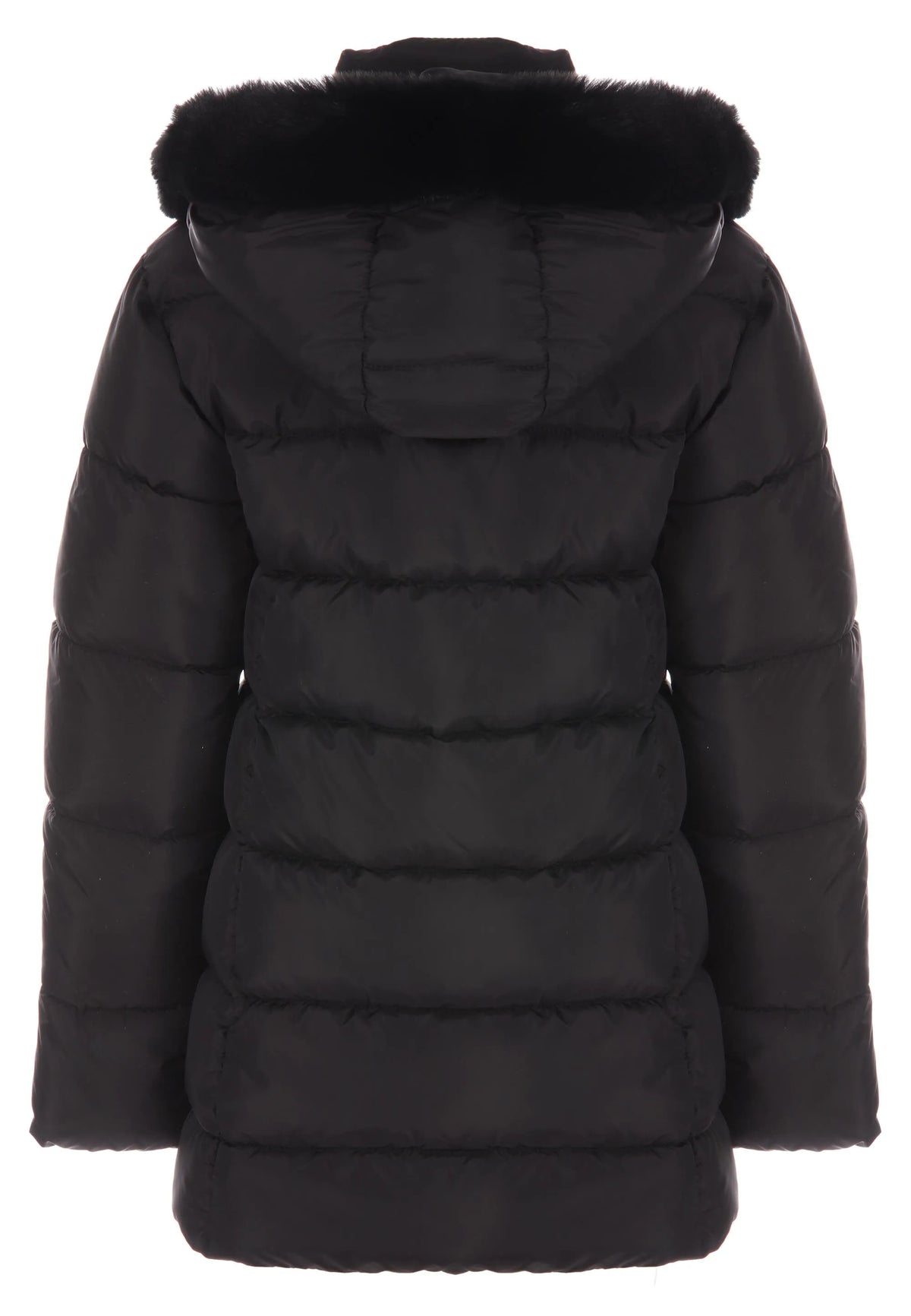 Older Girls Black Padded Longline Coat