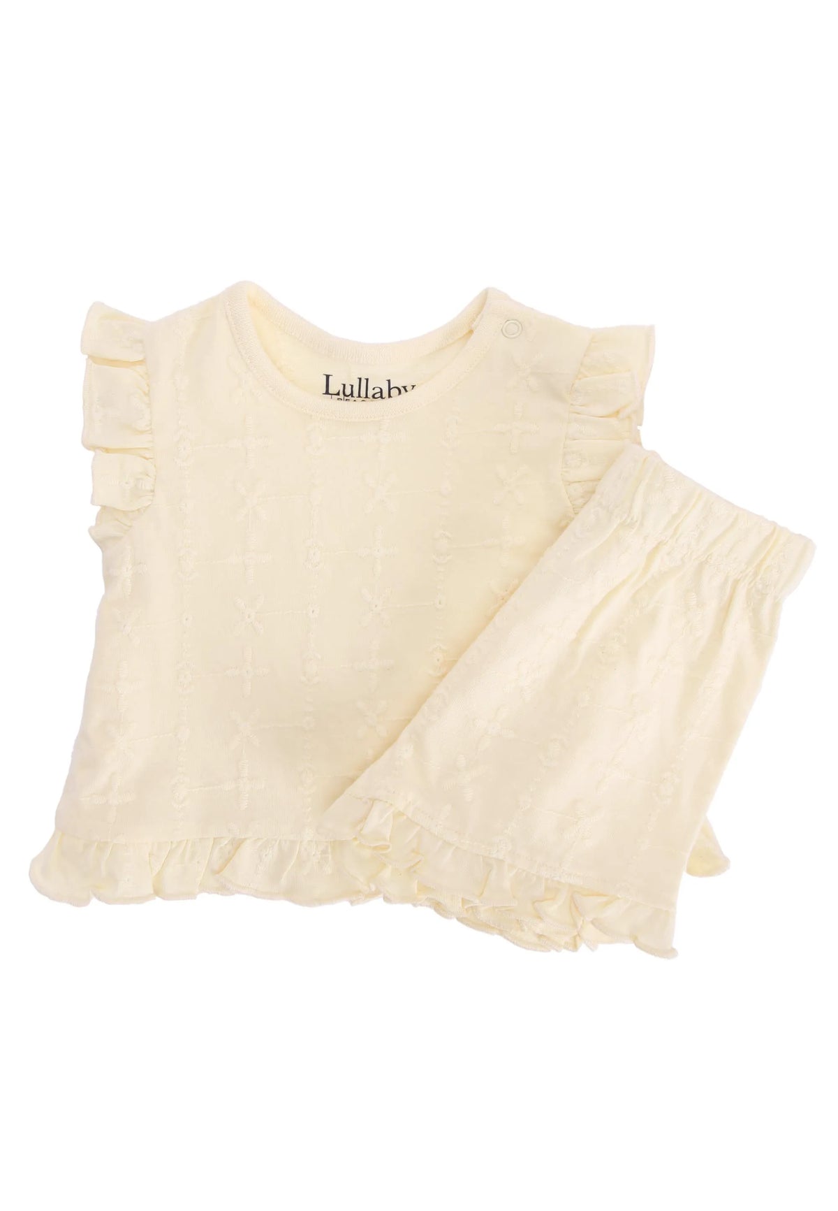 Baby Girls Lemon Broderie T-Shirt and Shorts Set