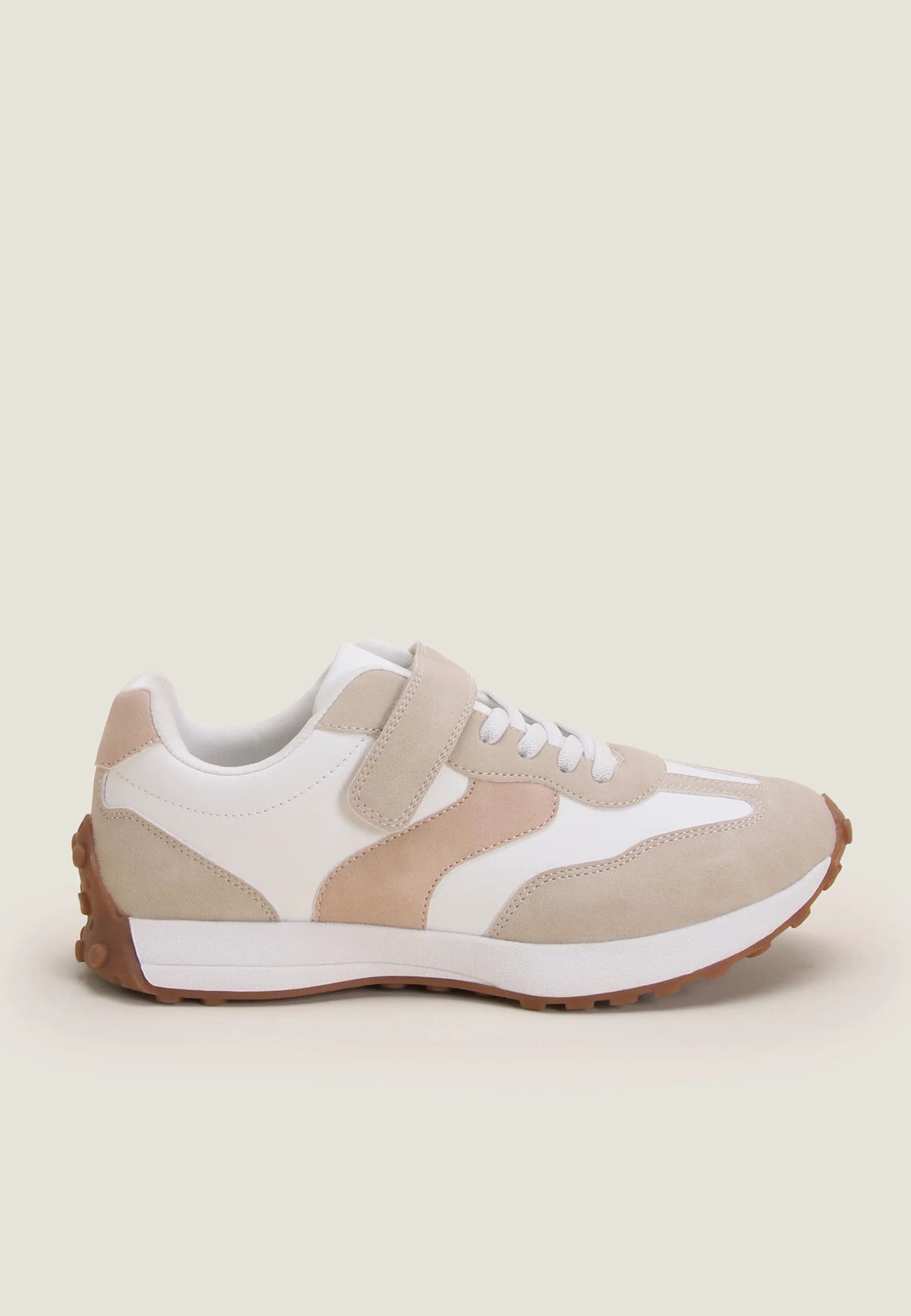 Girls Cream Casual Retro Runner Trainers