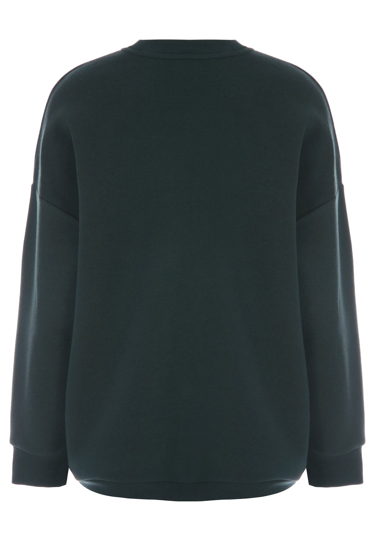 Womens Dark Green Curved Hem Sweatshirt