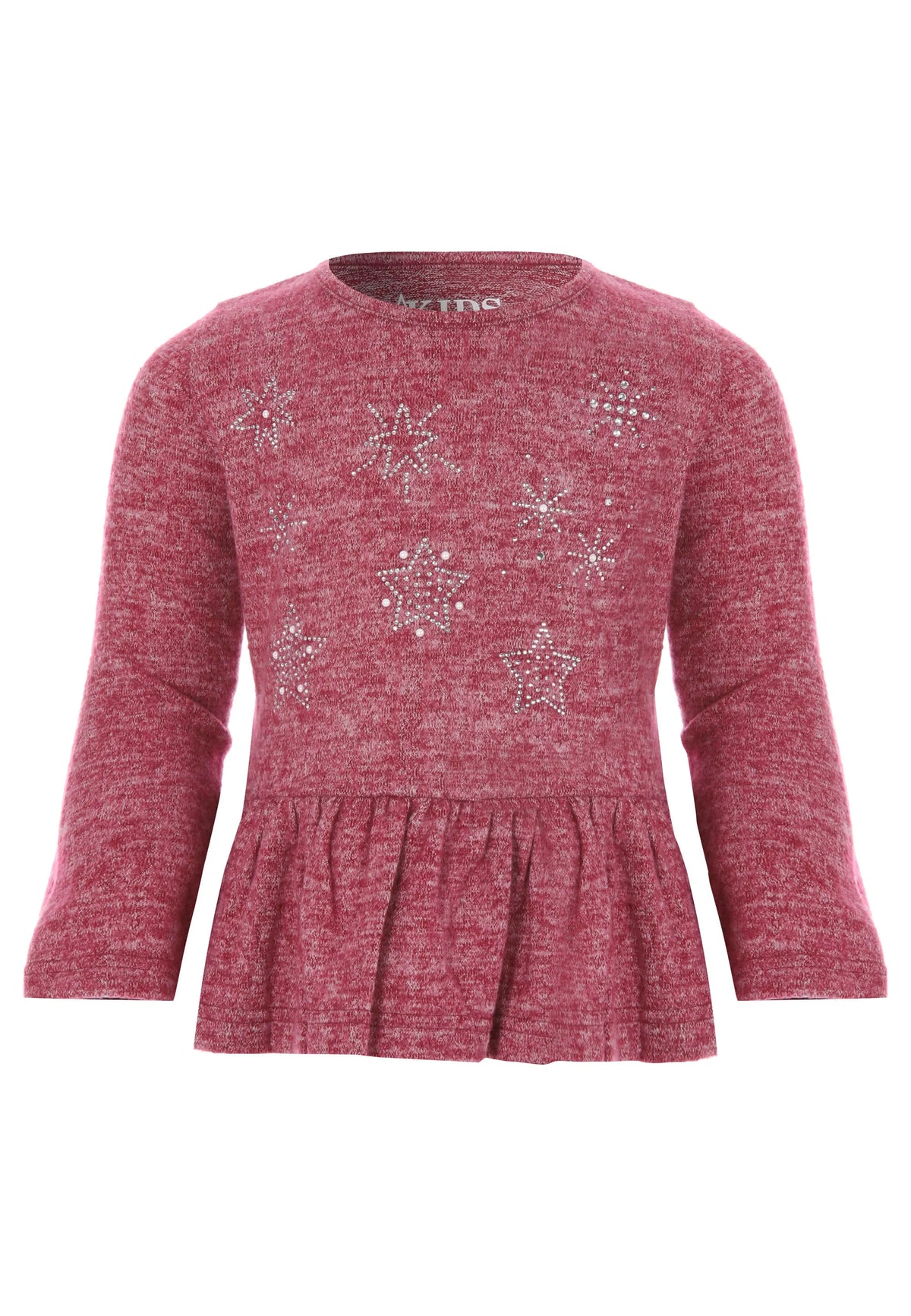 Younger Girls Burgundy Diamante Star Peplum Cosy Top