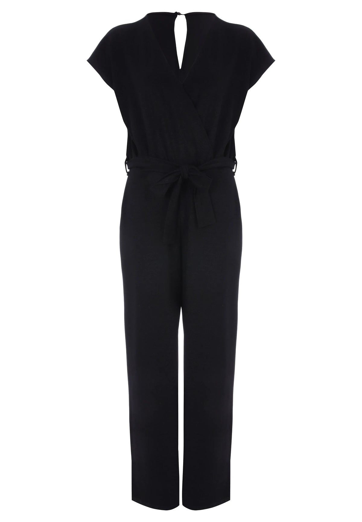 Womens Black Shimmer Wrap Front Jumpsuit