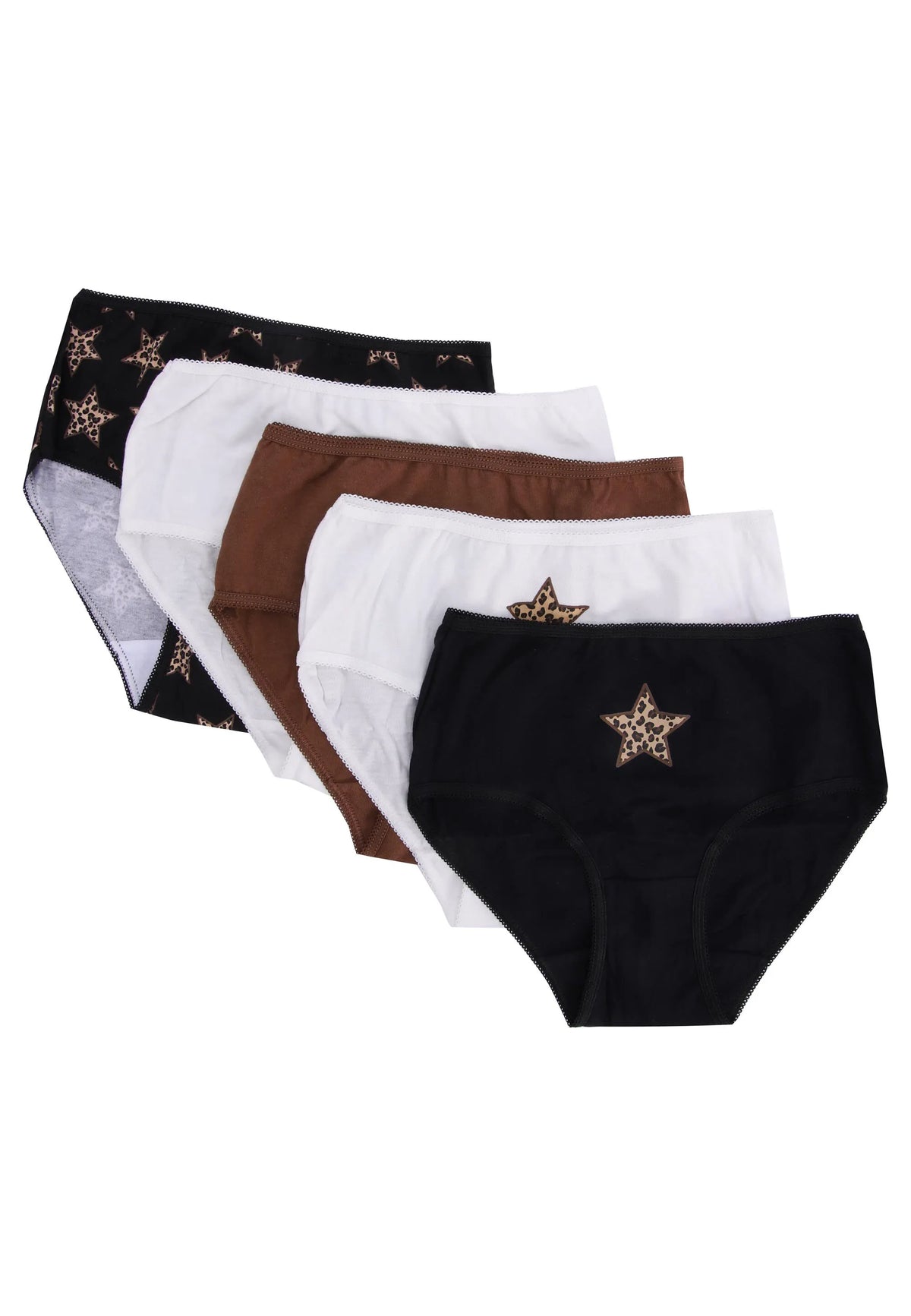 Older Girls 5pk Black Star Briefs