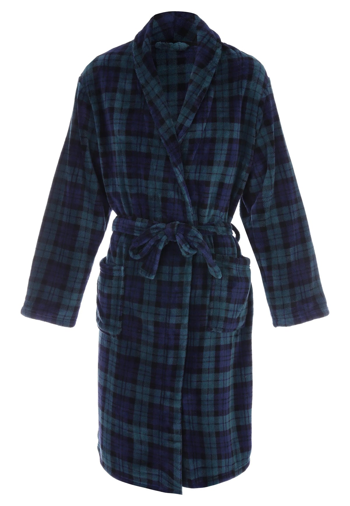 Mens Green Check Shawl Collar Dressing Gown