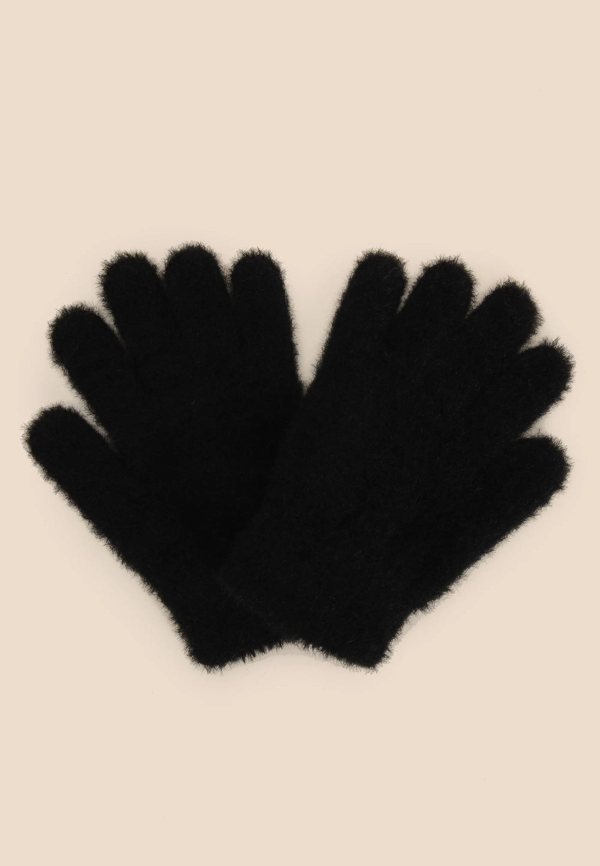 Older Girls Black Eyelash Knit Gloves