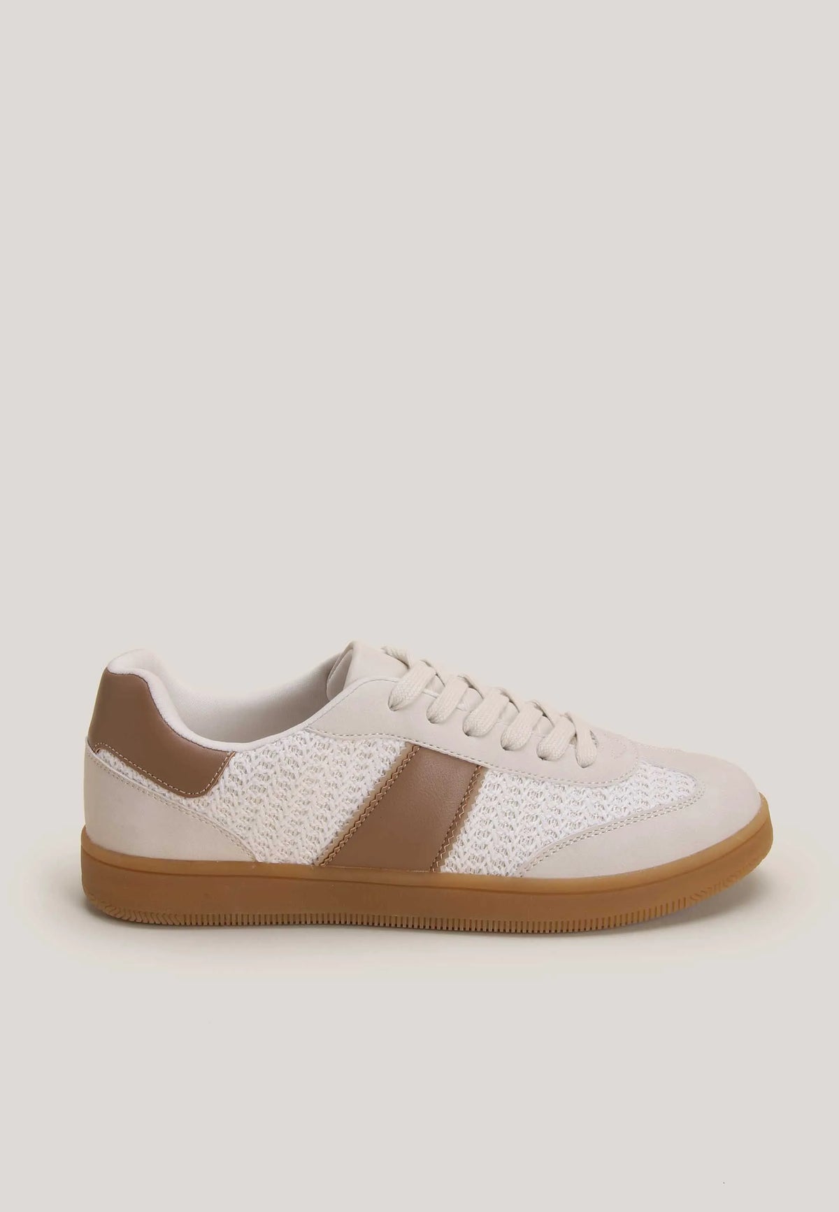 Womens Brown Retro Stripe Gum Sole Trainers