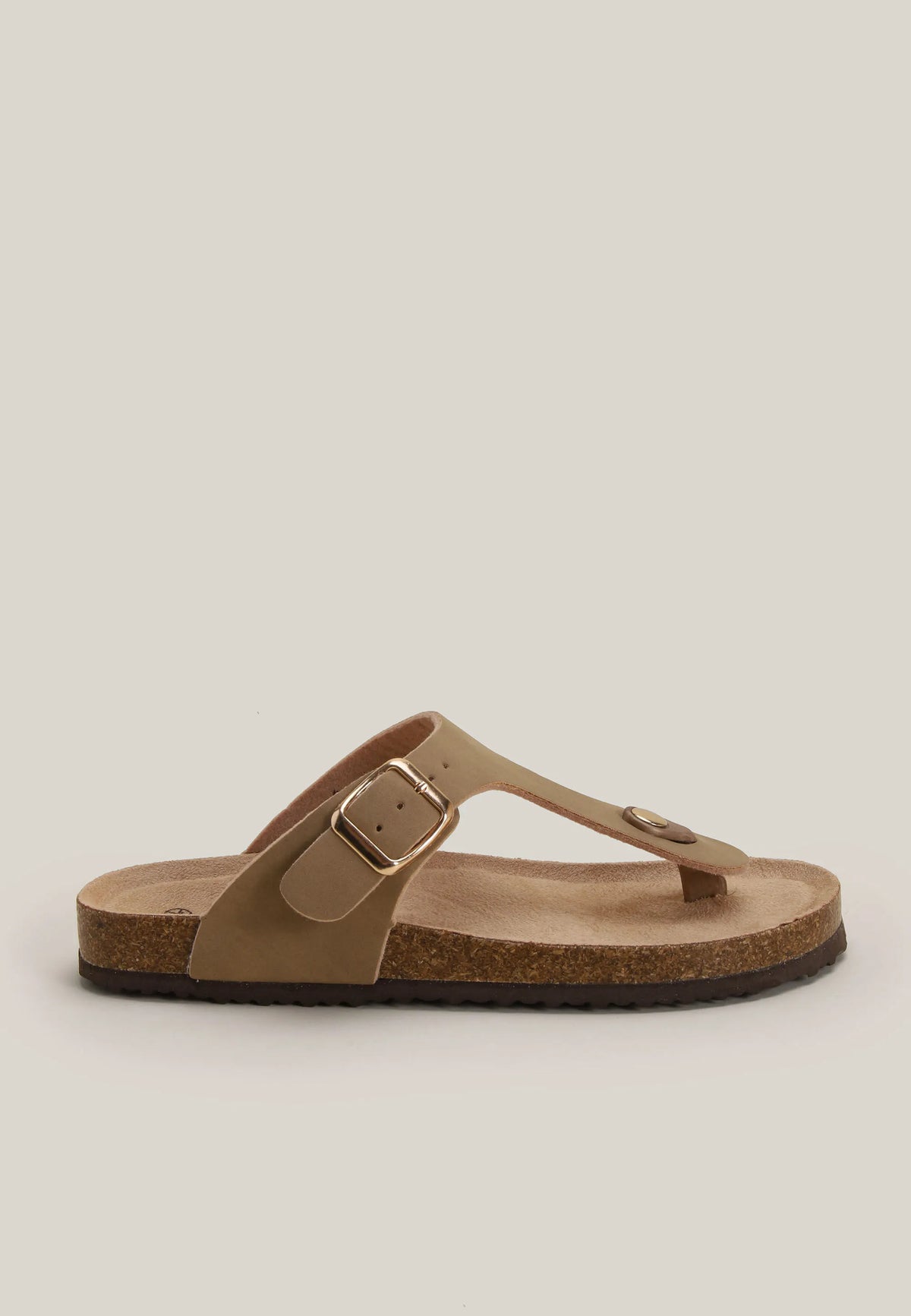 Womens Brown Footbed Toe Post Sandals
