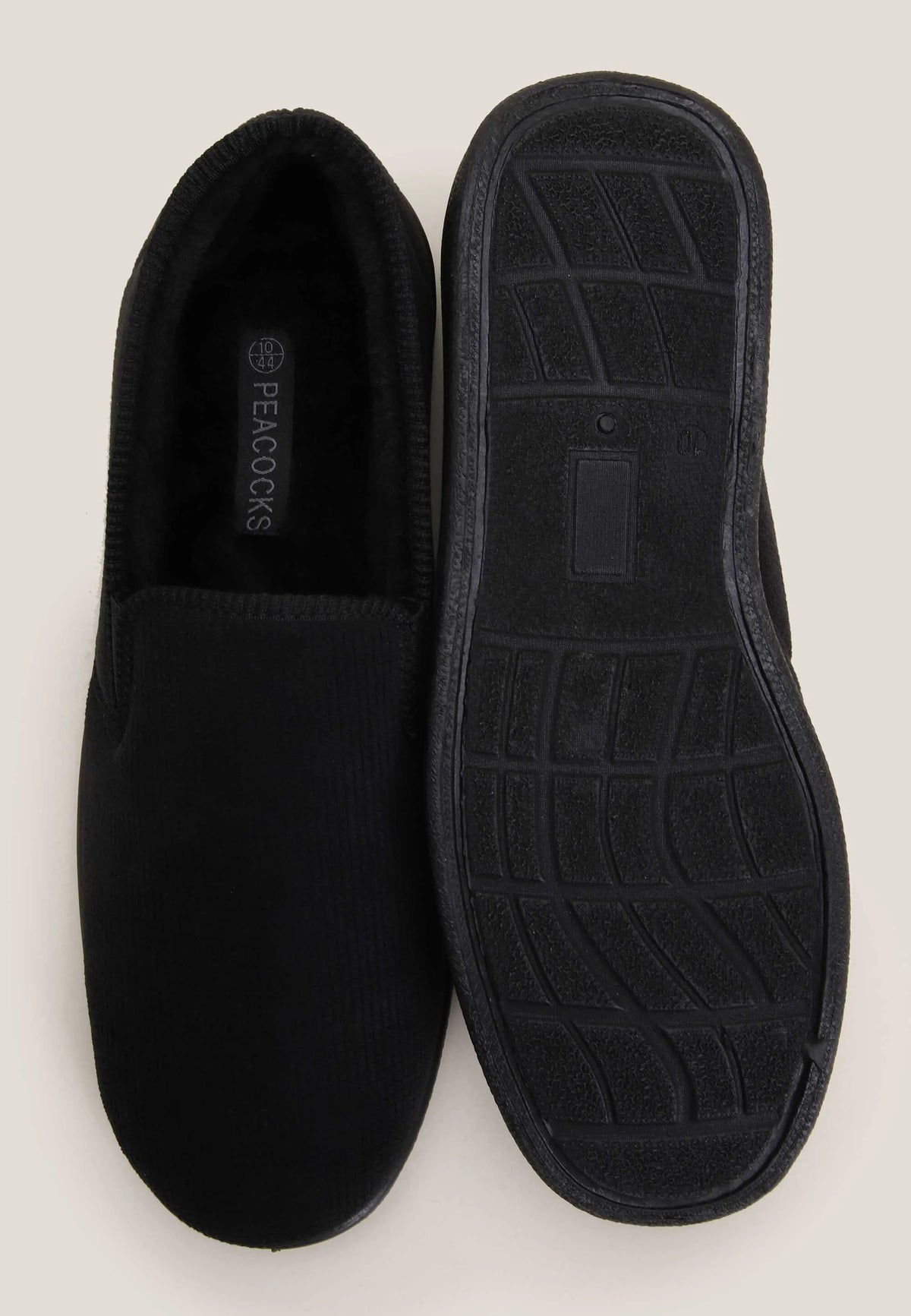 Mens Black Textured Closed Back Slippers