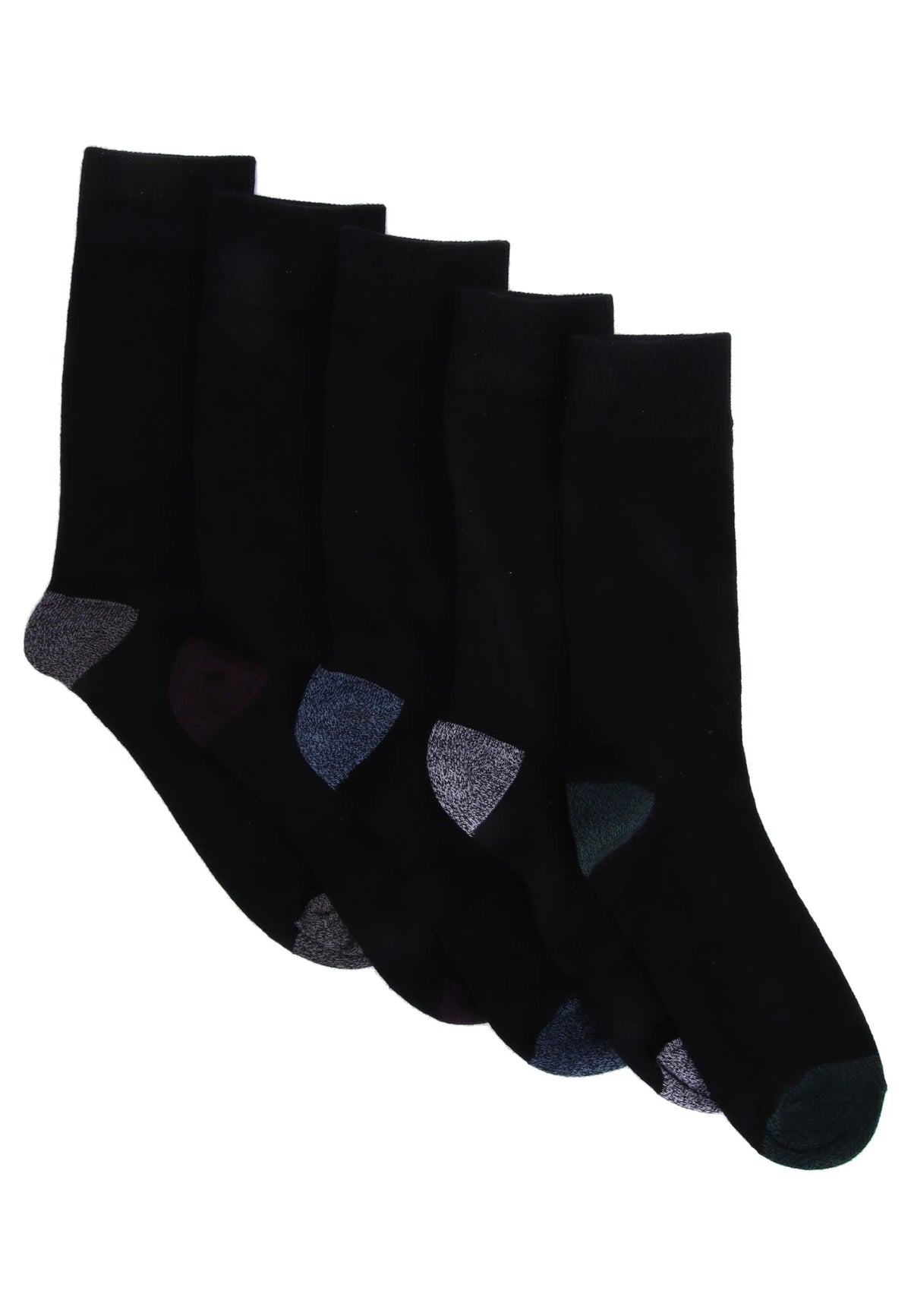 Mens 5pk Black Heel & Toe Ankle Socks