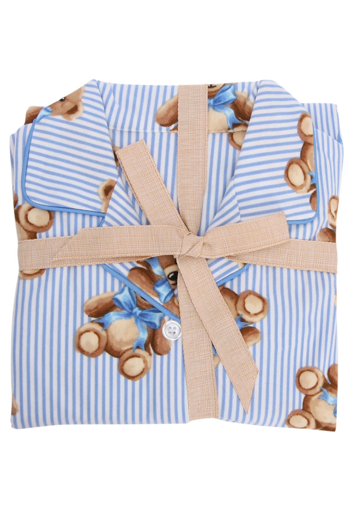 Unisex Kids Blue Stripe Bear Print Family Pyjama Set