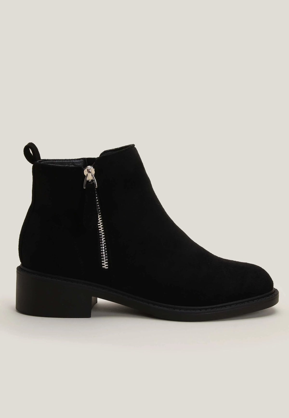 Womens Black Suedette Side Zip Ankle Boots