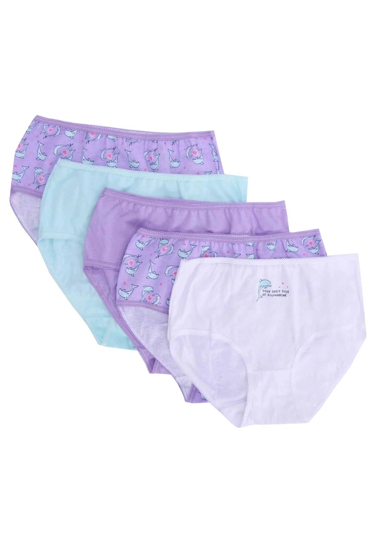 Older Girls 5pk Lilac Dolphin Briefs