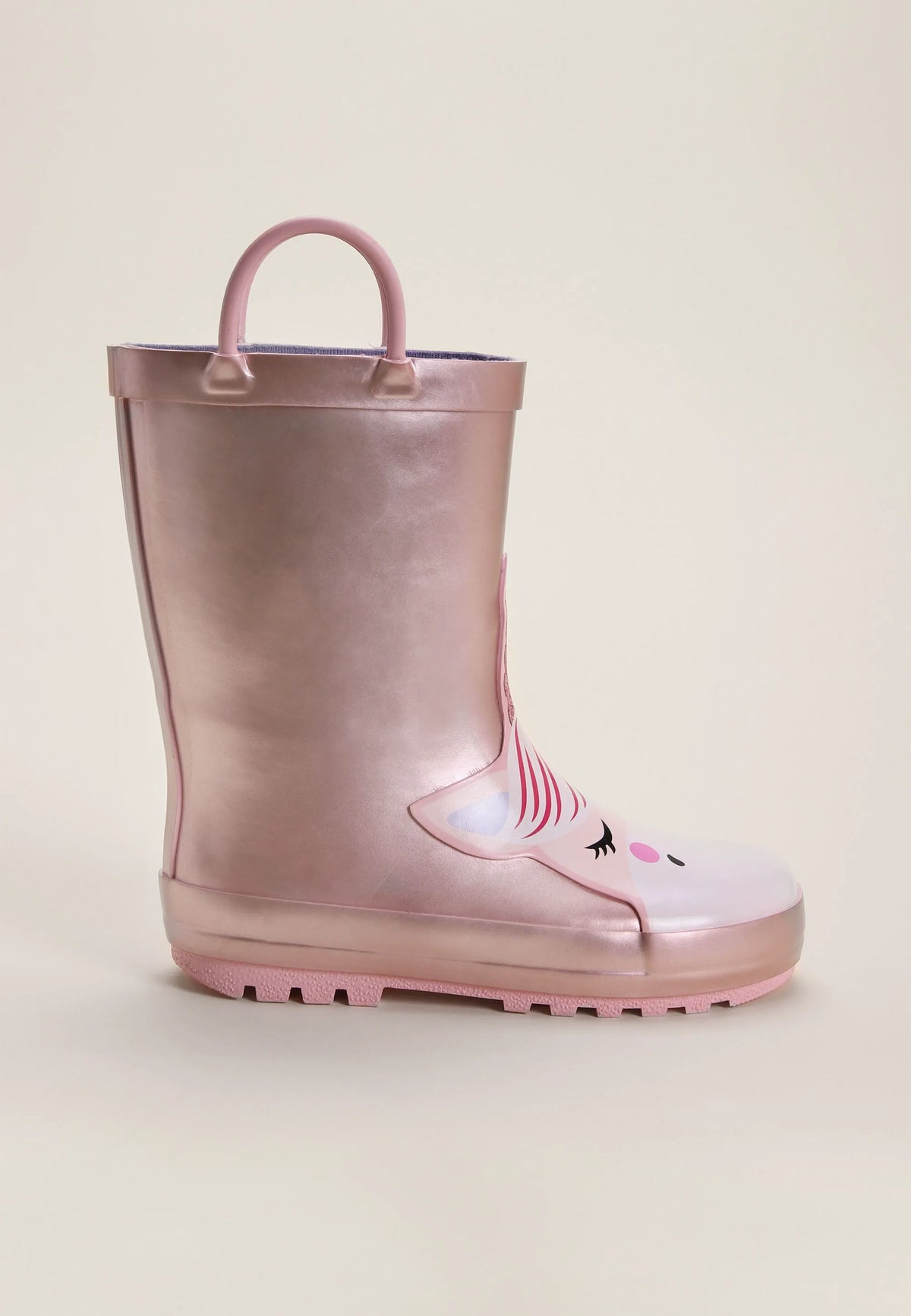 Younger Girls Pink Unicorn Pull On Wellies