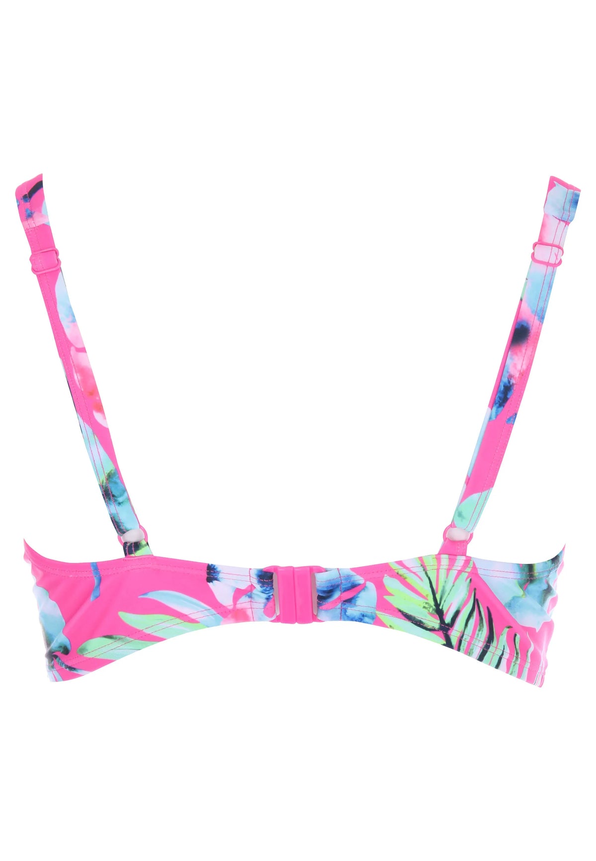Womens Pink Leaf Print Bikini Top