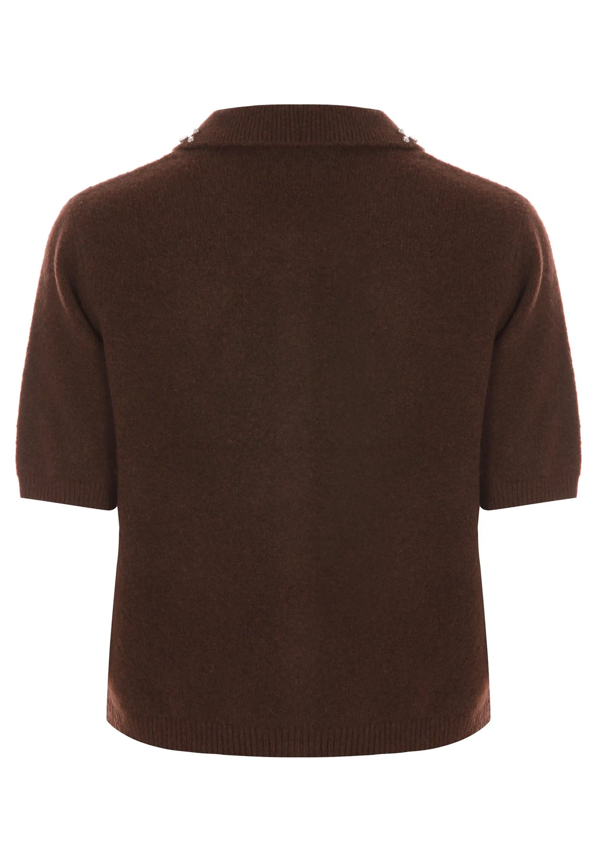 Womens Chocolate Brown Diamante Collar Cardigan