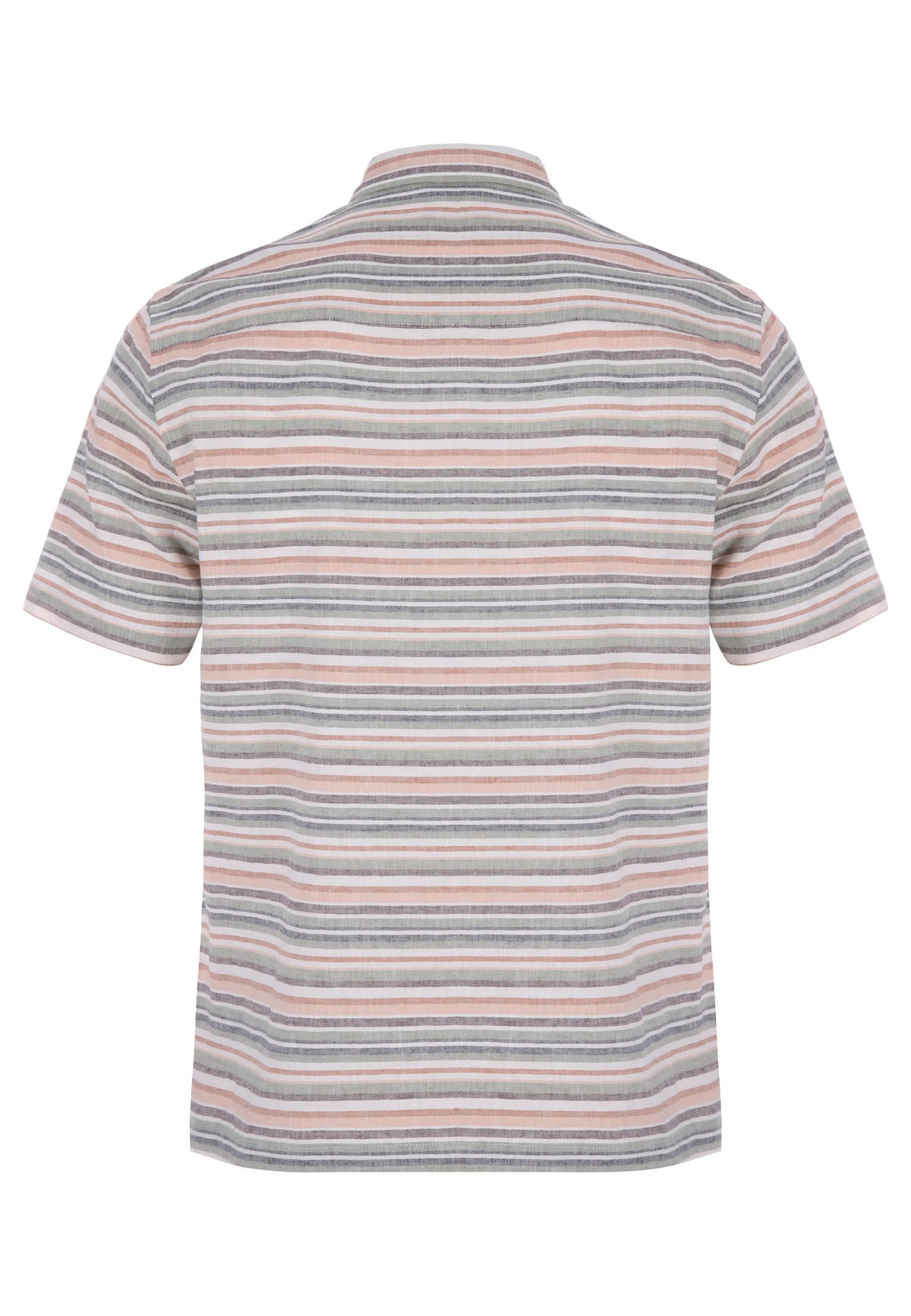Mens Rust Stripe Linen Blend Cotton Shirt