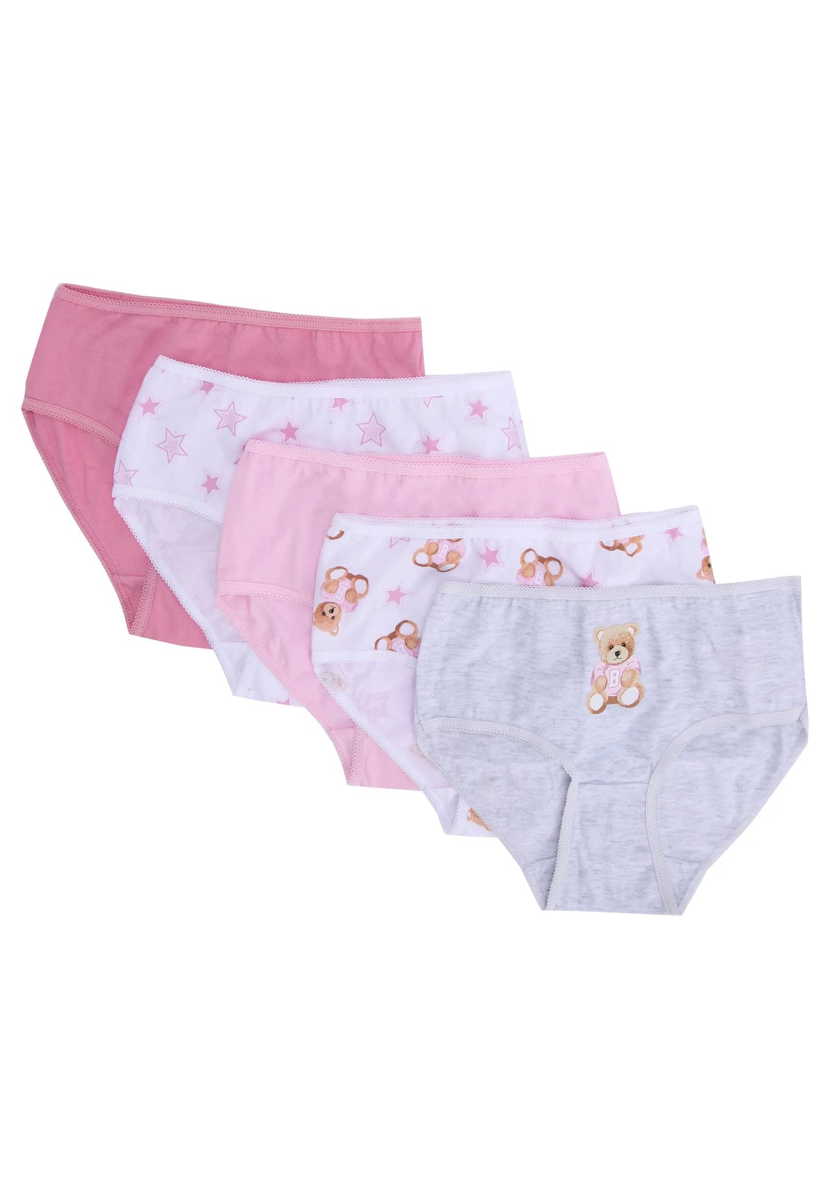 Younger Girls 5pk Pink Teddy Bear Briefs