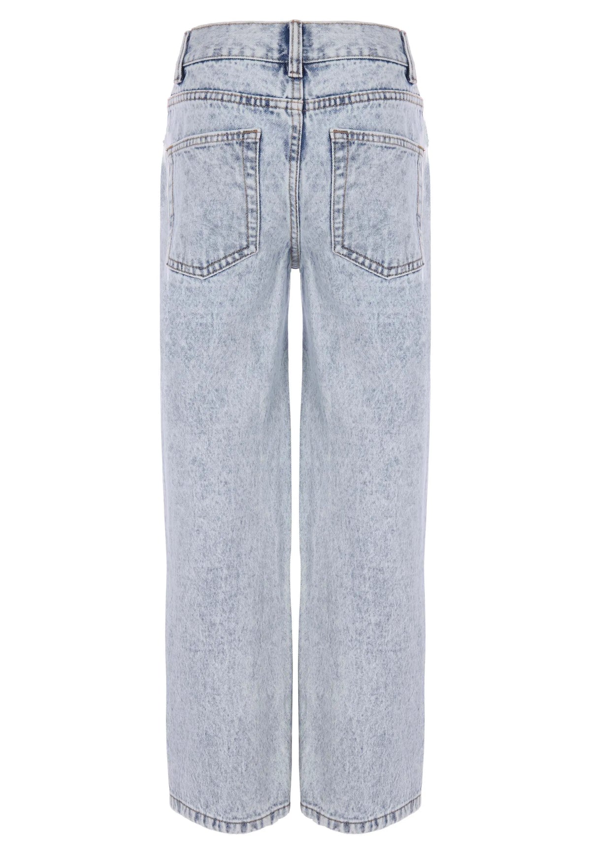 Older Girls Blue Extreme Ripped Wide Leg Jeans