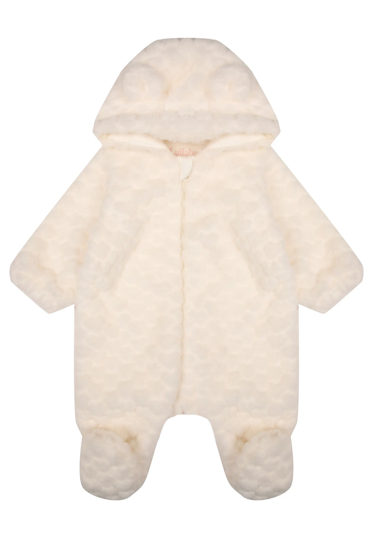 Baby Girls Cream Fluffy Heart Snowsuit
