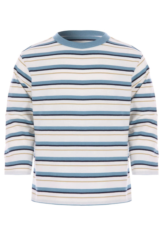 Younger Boys Blue Stripe Long Sleeve T-Shirt
