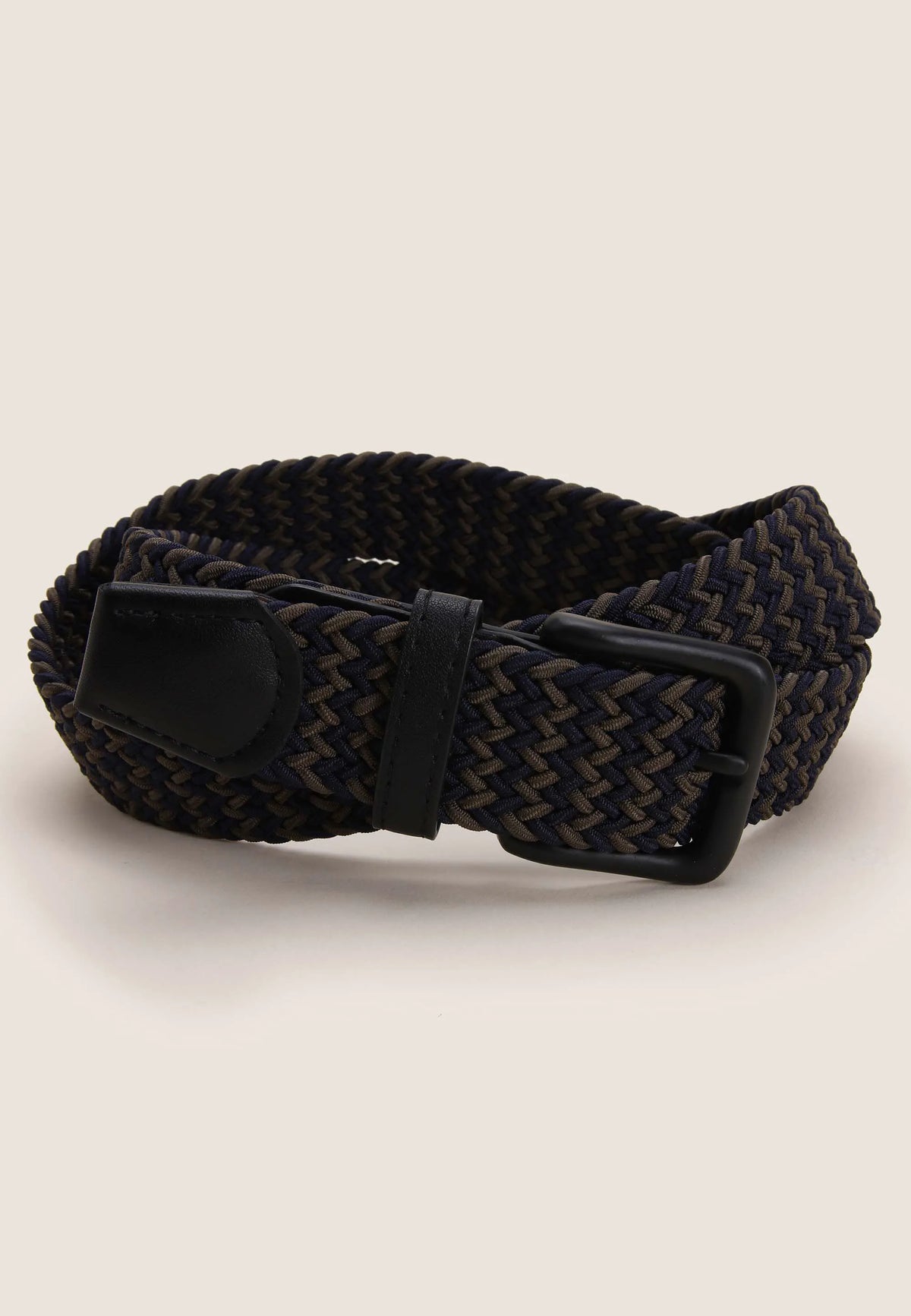 Mens Black Knitted Stretch Belt
