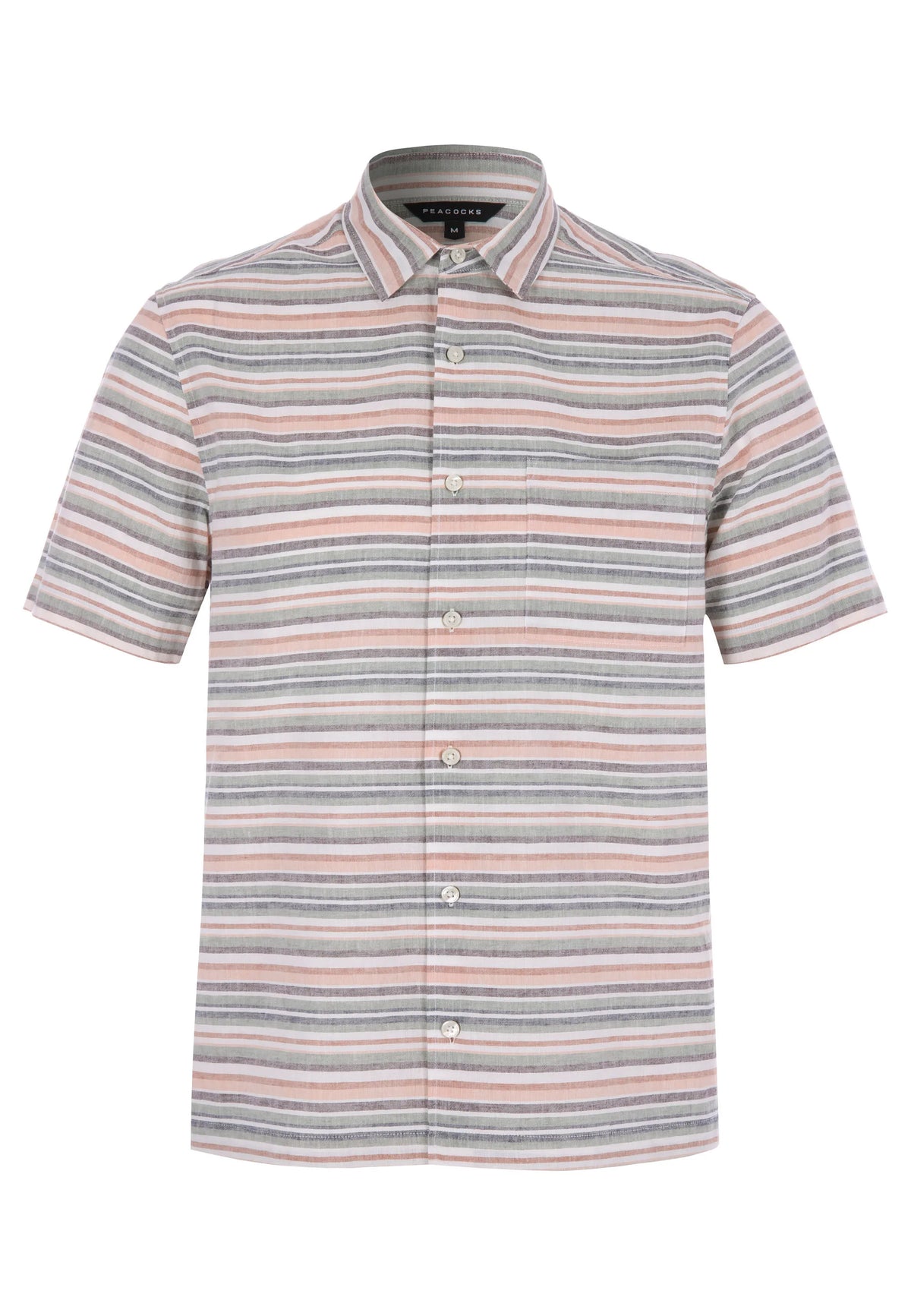 Mens Rust Stripe Linen Blend Cotton Shirt