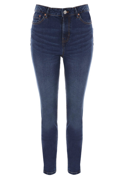 Womens Blue Plain Skinny Jeans