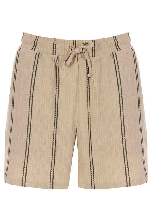 Womens Cream Stripe Textured Shorts
