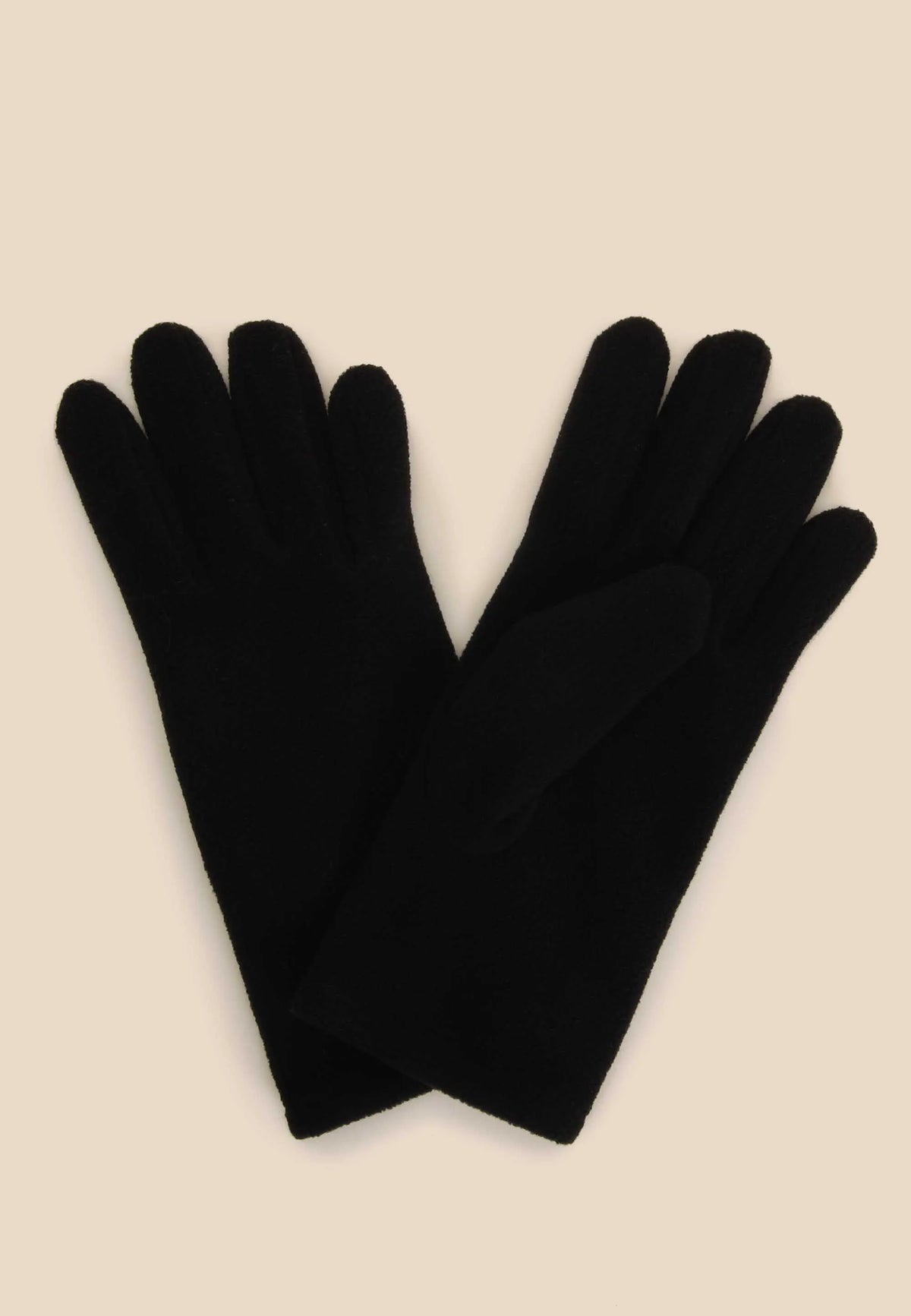 Womens Black Plain Fleece Gloves