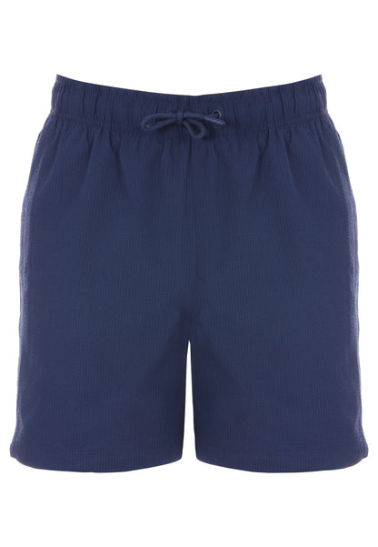 Mens Navy Seersucker Swim Shorts