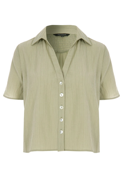 Womens Sage Textured Short Sleeve Shirt