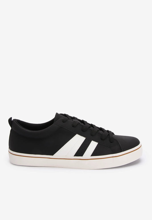 Mens Black Stripe Retro Trainers