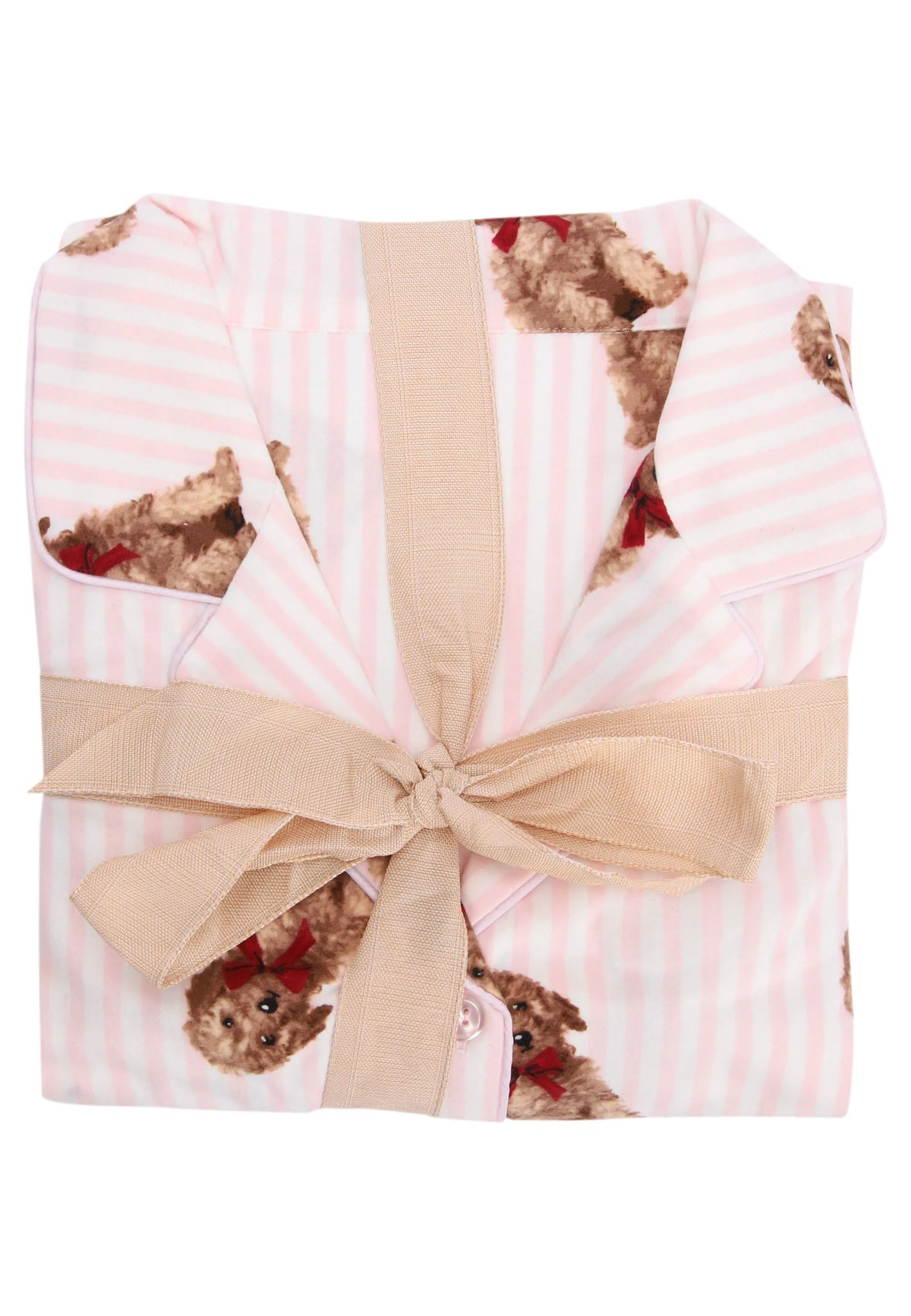 Womens Pink Stripe Dog Print Family Pyjama Set