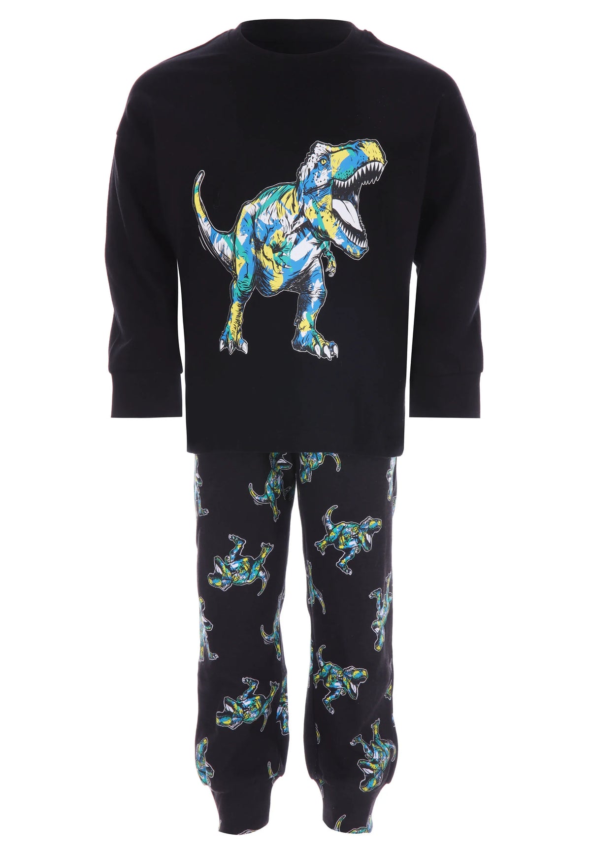 Younger Boys Cotton Dinosaur Long Pyjama Set