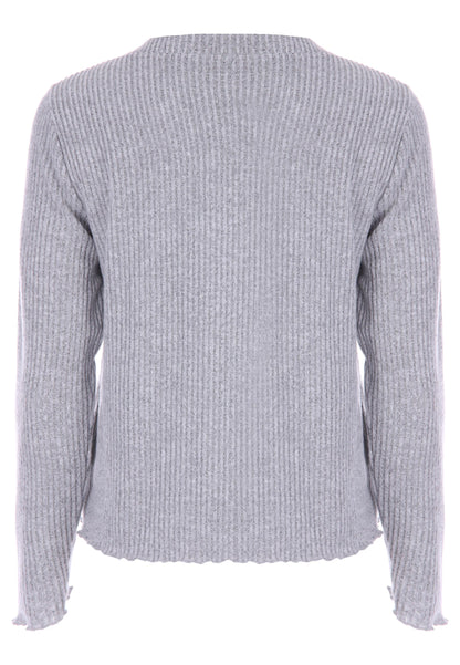 Womens Grey Ribbed Cardigan & Cami Pyjama Top Set