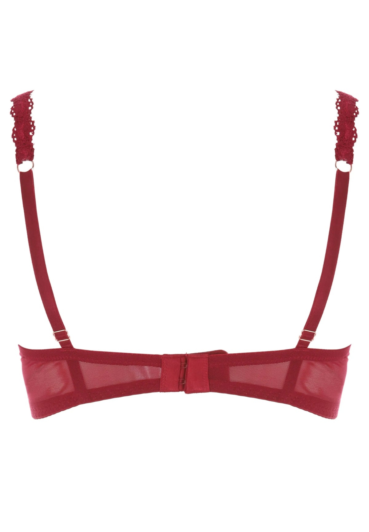 Womens Burgundy Millie Floral Lace Balcony Bra (B-DD)