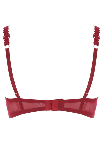 Womens Burgundy Millie Floral Lace Balcony Bra (B-DD)