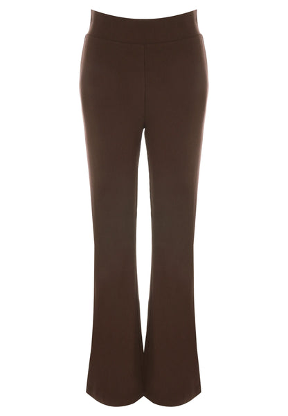 Womens Brown Ribbed Fit & Flare Trousers