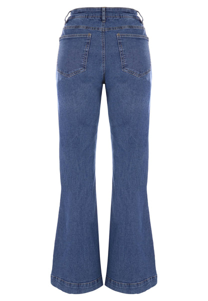 Womens Blue Seam Flare Leg Jeans