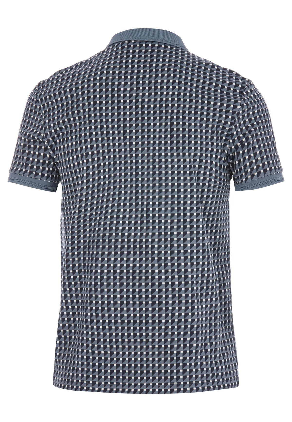 Mens Blue Geo Print Polo Shirt