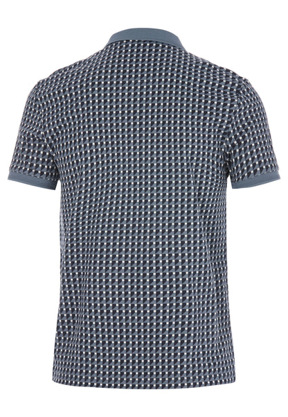Mens Blue Geo Print Polo Shirt